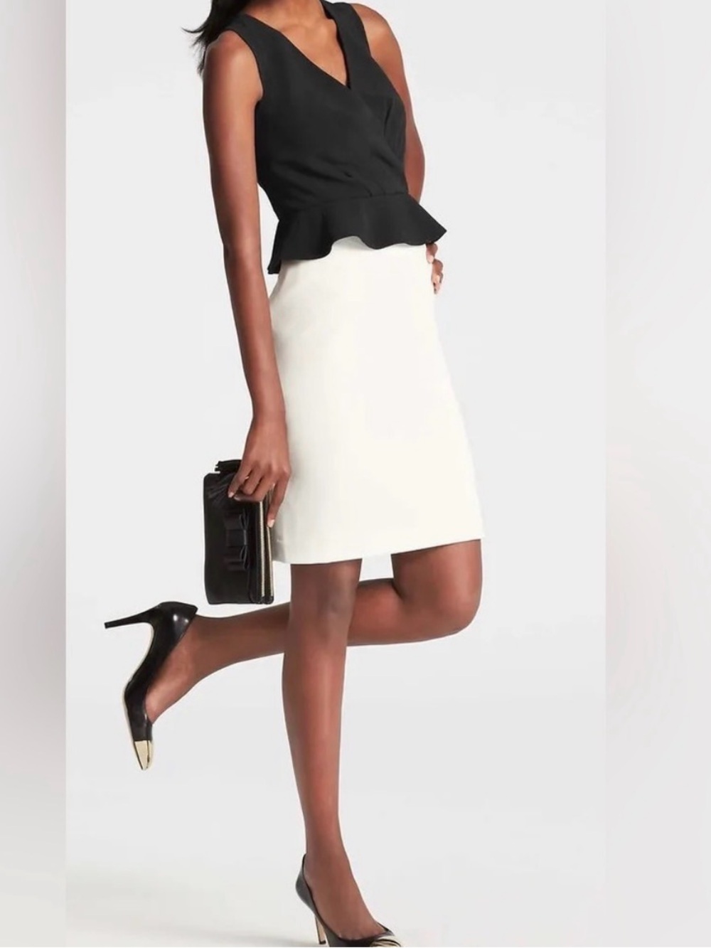 Ann Taylor Black & White Pencil Skirt — Sleek Two-Tone Office Staple